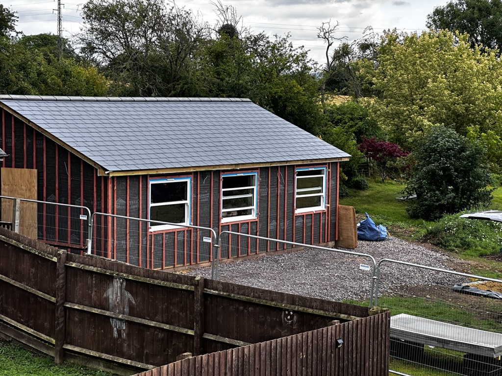 Bungalow exterior during construction