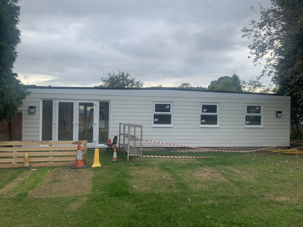 School building during external works